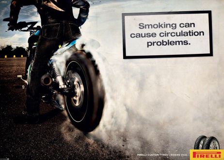 Реклама мотоциклетных шин Pirelli – Минздрав предупреждает!