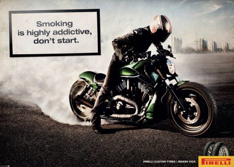 Реклама мотоциклетных шин Pirelli – Минздрав предупреждает!
